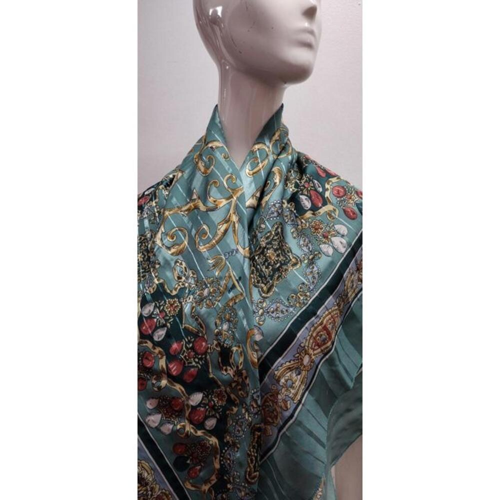 Chiffon Satin Large Scarf Sea Green Church Spring Jewels Green Pastel Earth Tone